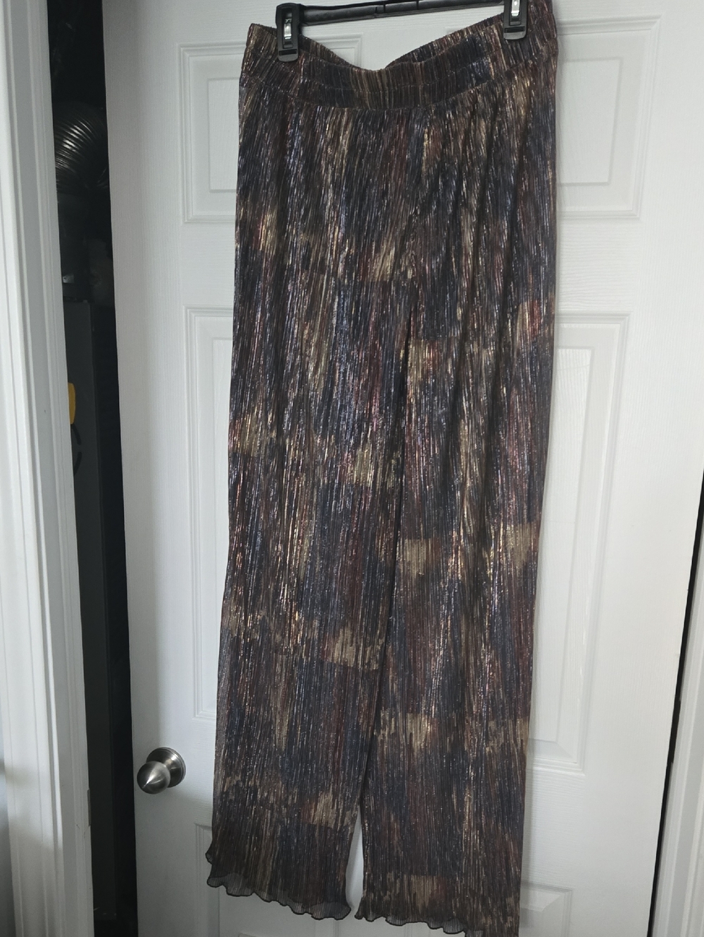 Fashion Nova Metallic Pleated Swim Cover Up- Brown & Gold Tones